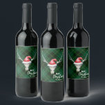 Rustic Country Reindeer Skull & Santa Ha Christmas Wine Label<br><div class="desc">Fun and festive, these stickers are the perfect way to add some additional flair to your holiday party or send guests home with a great bottle of wine or bear. The design features a reindeer skull with a red Santa hat and the text "merry Christmas" and "the Andersons 20XX, "...</div>