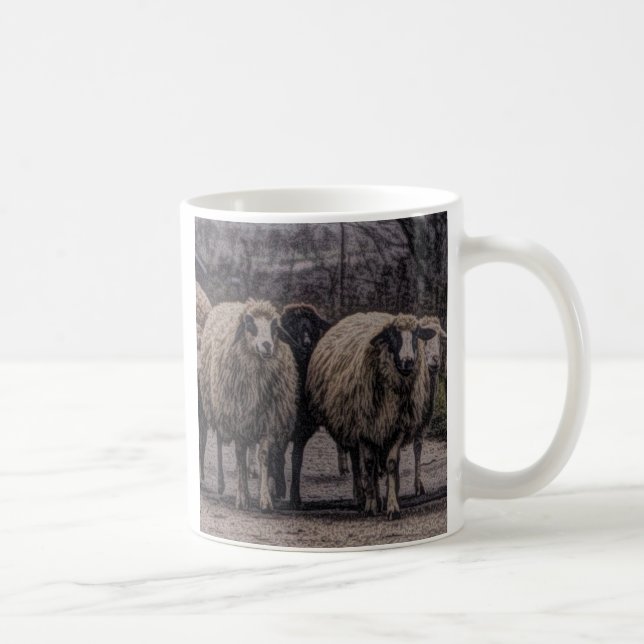 Rustic country road ranch farm herd of sheep coffee mug (Right)