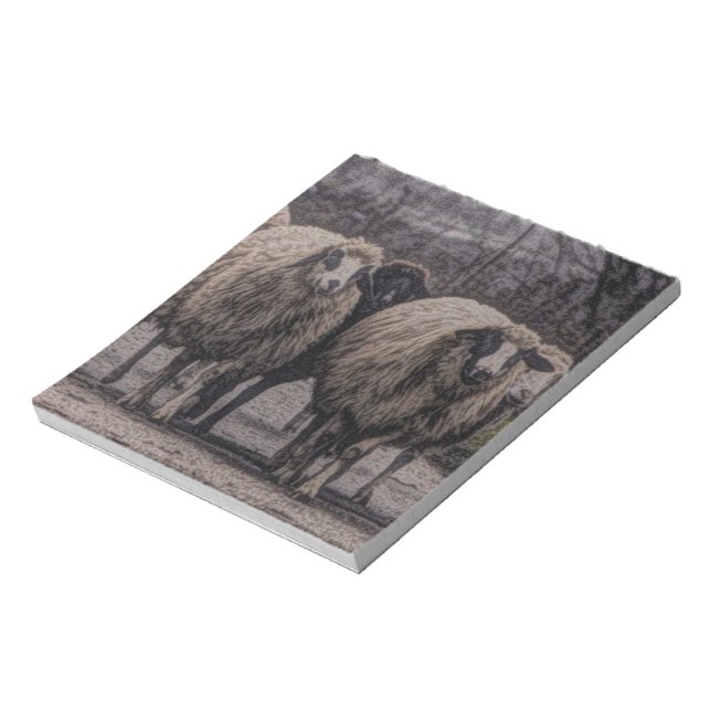 Rustic country road ranch farm herd of sheep notepad (Rotated)