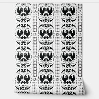 Rustic Country Rooster and Barn Pattern -- BW