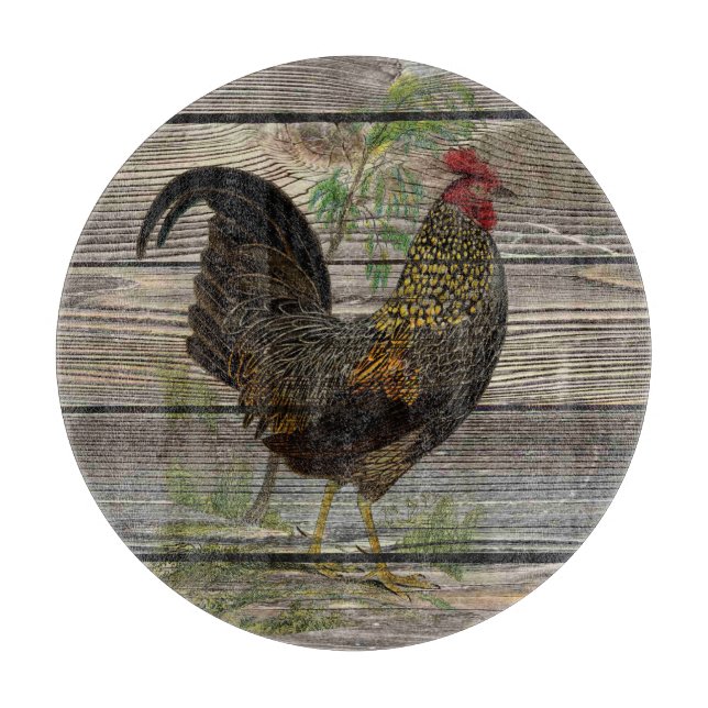 Rustic Country Rooster Kitchen Cutting Board (Front)