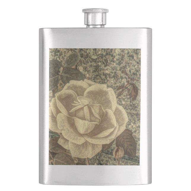 Rustic Country  Rose Hip Flask (Front)