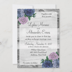 Rustic Country Roses Barn Wood Wedding Invitation