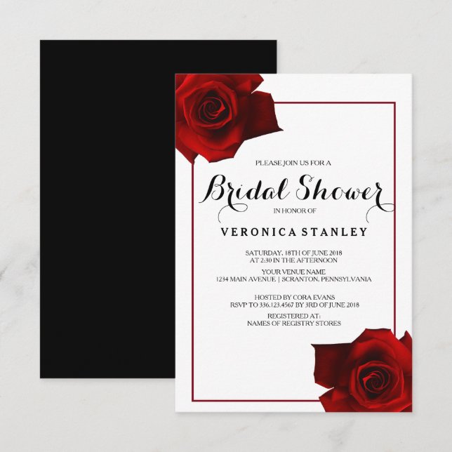 Rustic Country Roses Classy Floral Bridal Shower Invitation (Front/Back)