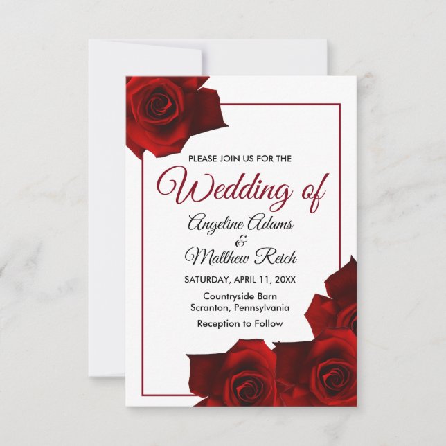 Rustic Country Roses Classy Floral Wedding Invitat Invitation (Front)