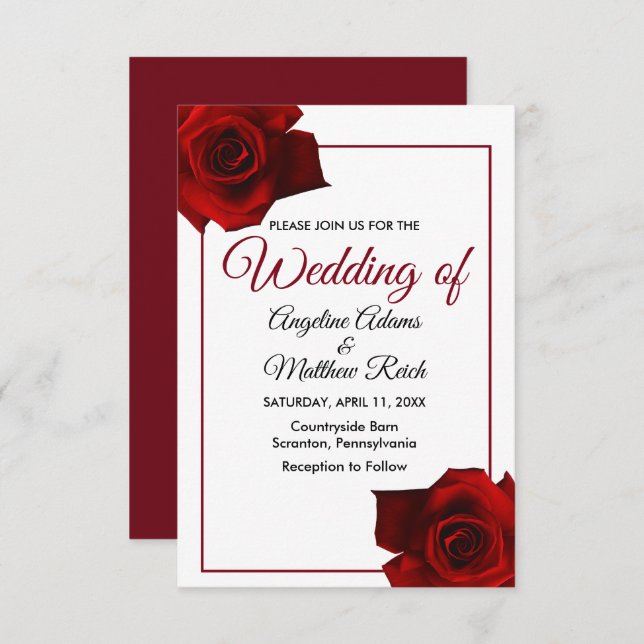 Rustic Country Roses Classy Floral Wedding Invitation (Front/Back)