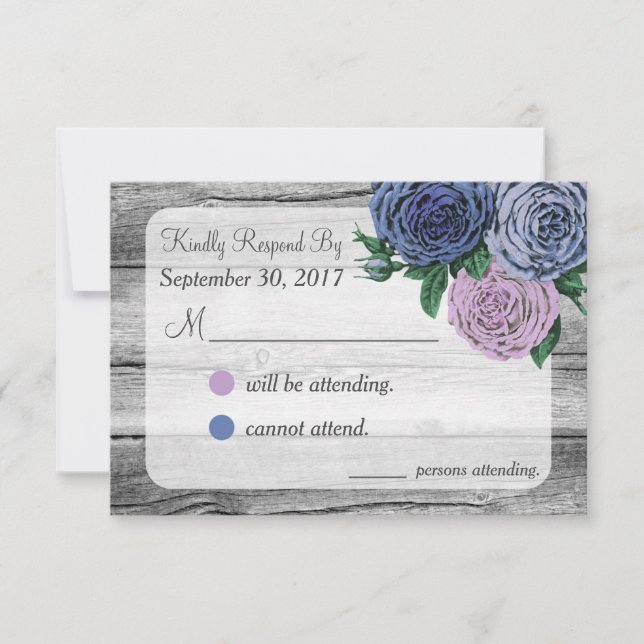 Rustic Country Roses Wedding RSVP Card (Front)