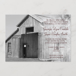 Rustic Country Rural Barn Wedding Invitations