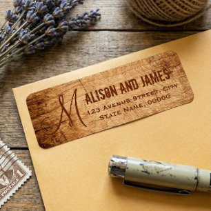 Rustic Country Scratched Wood Monogram Wedding