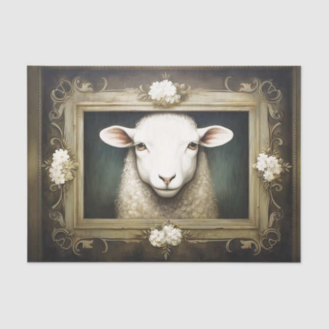 Rustic Country Sheep Lamb Decoupage Tissue Paper (Front)