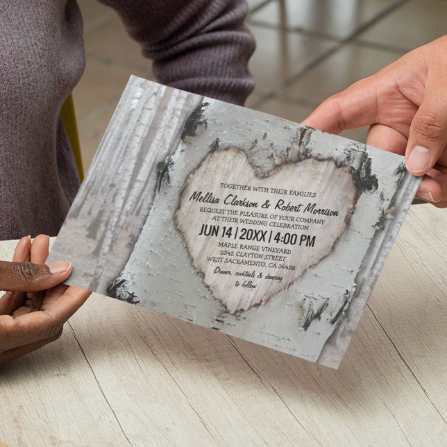 Rustic Country Silver Birch Tree Wedding Invitation (Creator Uploaded)