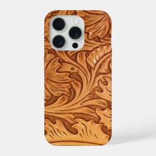 Rustic country southwest style western leather iPhone 15 pro case