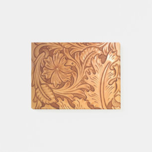 Rustic country southwest style western leather post-it notes