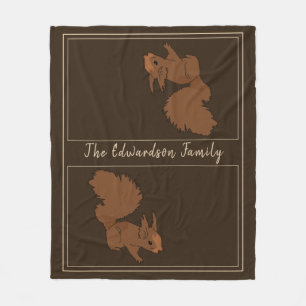 Rustic country squirrel family name fleece blanket