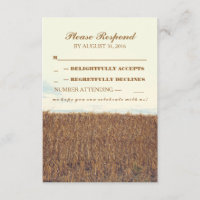 rustic country straw bale wedding RSVP cards