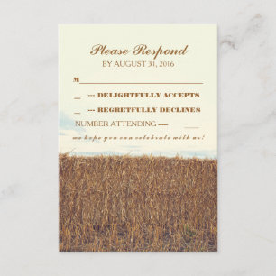 rustic country straw bale wedding RSVP cards