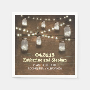 rustic country string lights mason jars napkins