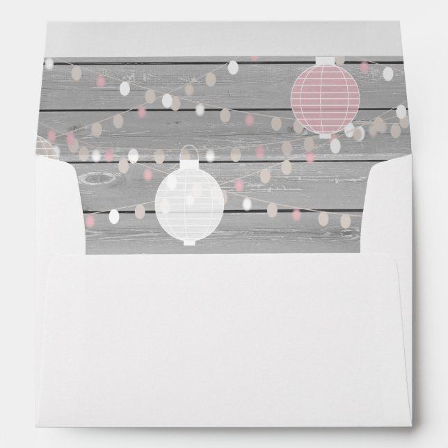 Rustic Country String Lights Pre-addressed Wedding Envelope (Back (Bottom))