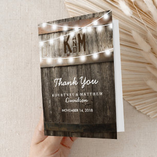 Rustic Country String Lights Thank You Card