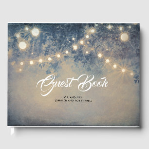 Rustic Country String Lights Wedding Guest Book