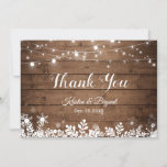 Rustic Country String Lights Winter Snowflakes Thank You Card<br><div class="desc">Rustic Country String Lights Winter Snowflakes Thank You Card. (1) For further customisation, please click the "customise further" link and use our design tool to modify this template. (2) If you prefer Thicker papers / Matte Finish, you may consider to choose the Matte Paper Type. (3) If you need help...</div>
