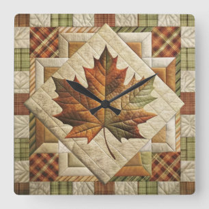 Rustic Country Style Fall Leaf Wall Clock
