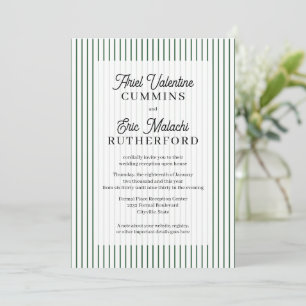Rustic Country-Style Green Pinstripe Couple-Hosted Invitation