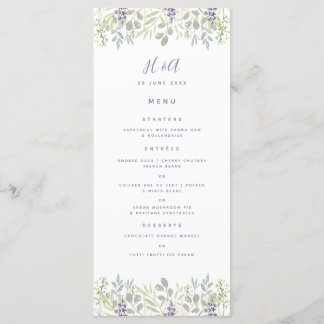 Rustic country style olive green Wedding Breakfast Menu