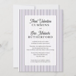 Rustic Country-Style Purple Pinstripe Couple-Host Invitation