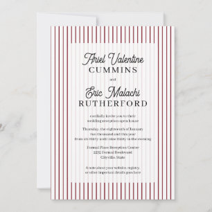 Rustic Country-Style Red Pinstripe Couple-Hosted Invitation