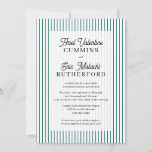 Rustic Country-Style Teal Pinstripe Couple-Host Invitation