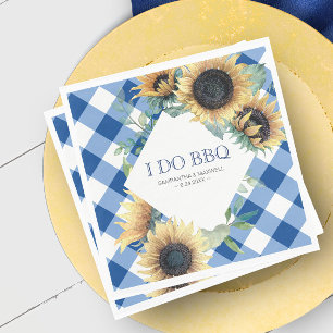 Rustic Country Sunflower and Blue Gingham I Do BBQ Napkin