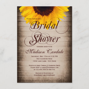 Rustic Country Sunflower Bridal Shower Invitations