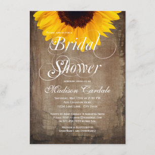Rustic Country Sunflower Bridal Shower Invitations