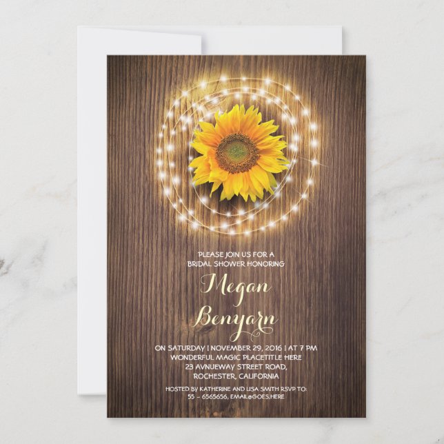 rustic country sunflower bridal shower invites (Front)