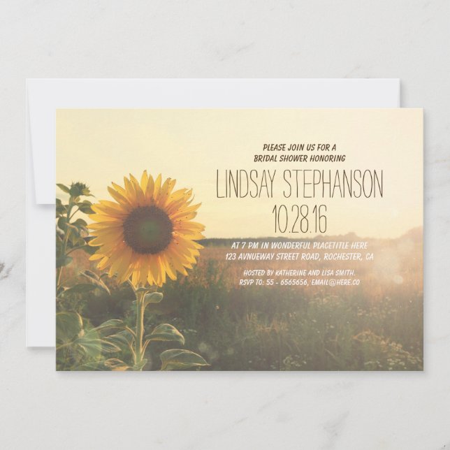 rustic country sunflower bridal shower invites (Front)