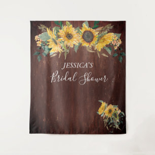 Rustic Country Sunflower Bridal Shower Wood Tapestry