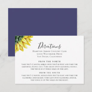 Rustic Country Sunflower Directions Insert Card