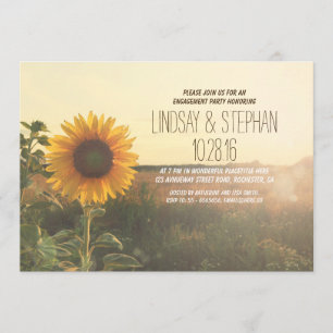 rustic country sunflower engagement party invites
