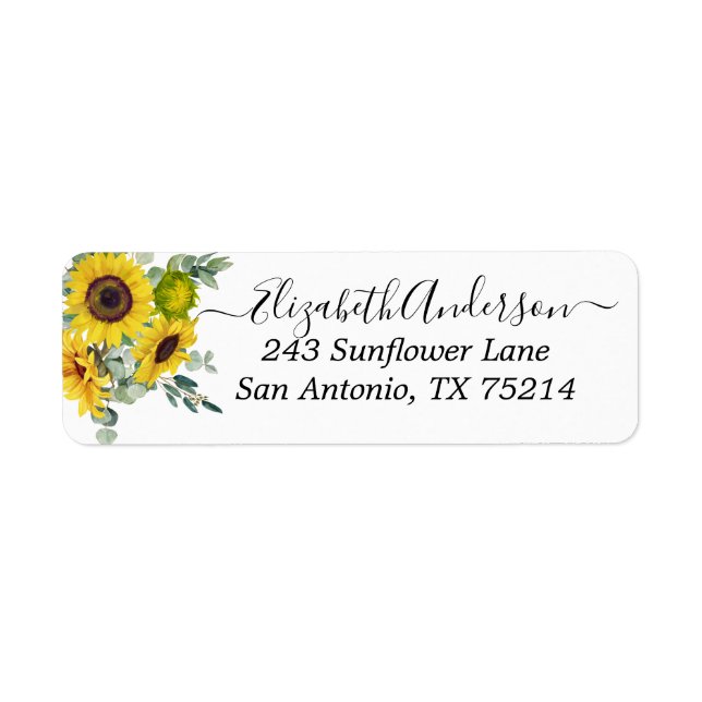 Rustic Country Sunflower Eucalyptus Return Address (Front)