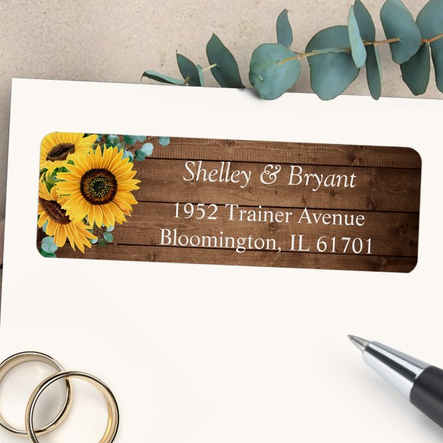 Rustic Country Sunflower Eucalyptus Return Address (Charming country vibes with our Rustic Sunflower Eucalyptus Return Address Label.)