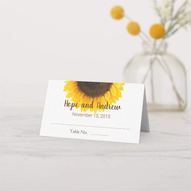 Rustic Country Sunflower Floral Wedding Place Card (Front)