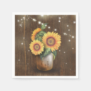 Rustic Country Sunflower Mason Jar Wedding Napkin