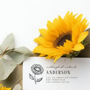 Rustic Country Sunflower Names & Return Address Self-inking Stamp
