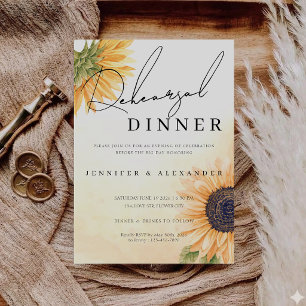 Rustic Country Sunflower Rehearsal Dinner Invitation