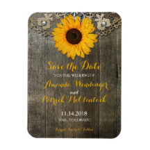 Rustic Country Sunflower Save the Date Magnets