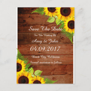 Rustic Country Sunflower Save the Date Postcard