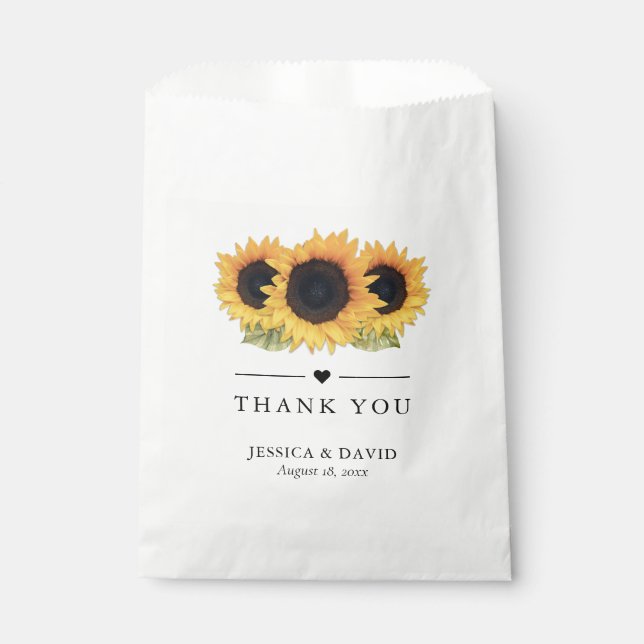 Rustic Country Sunflower Thank You Wedding Favour Bags (Front)
