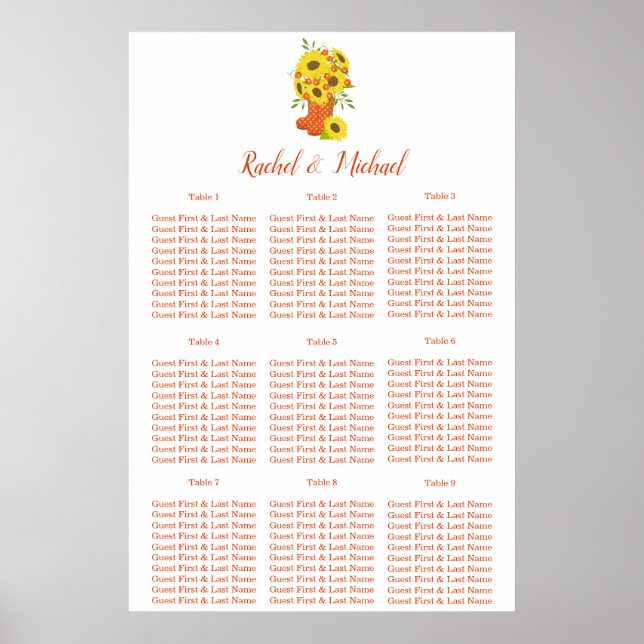 Rustic Country Sunflower theme Wedding Poster (Front)