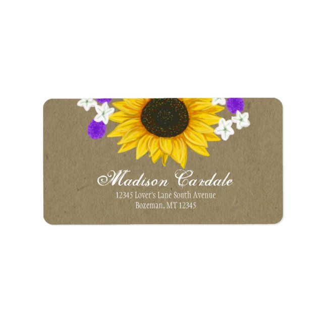 Rustic Country Sunflower Wedding Address Labels (Front)
